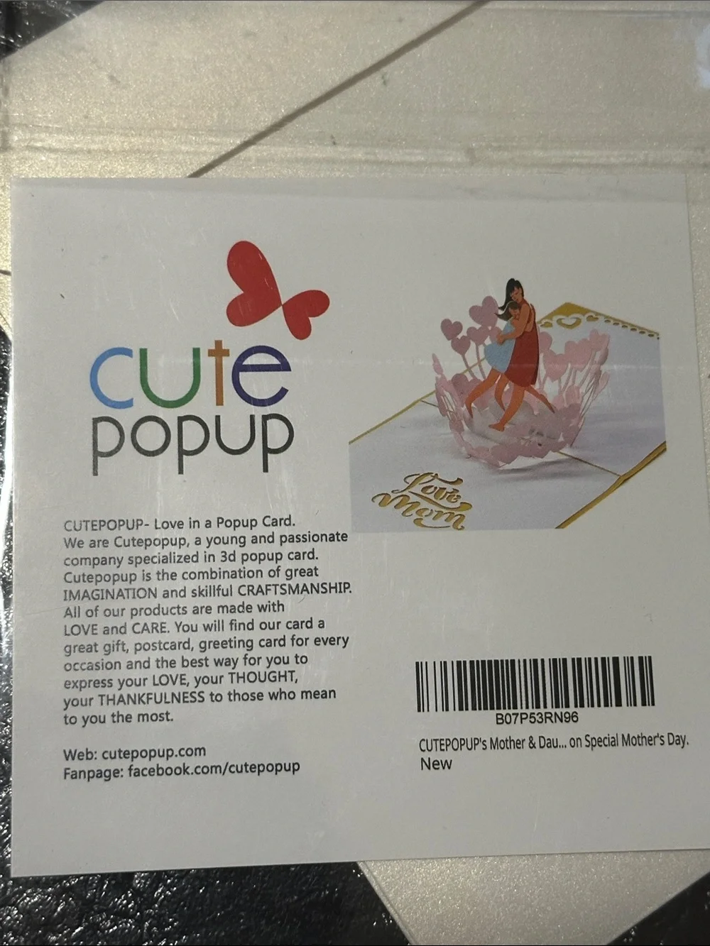 Cute Popup Gold 'Mom' Heart Greeting Card